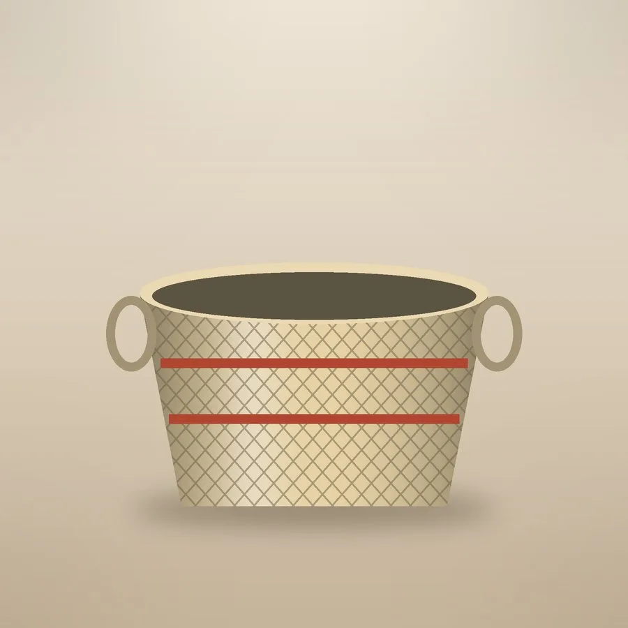 [demo] Raffia Basket Red Stripe